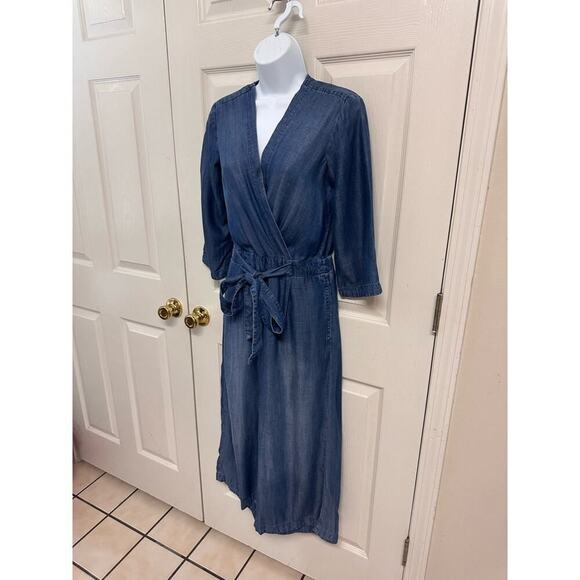 Cloth & Stone Chambray Denim Wide Leg Cropped Jumpsuit Women’s XS EUC - Picture 7 of 10